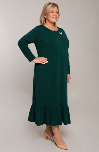 Ζεστό πράσινο φόρεμα με καρφίτσα
