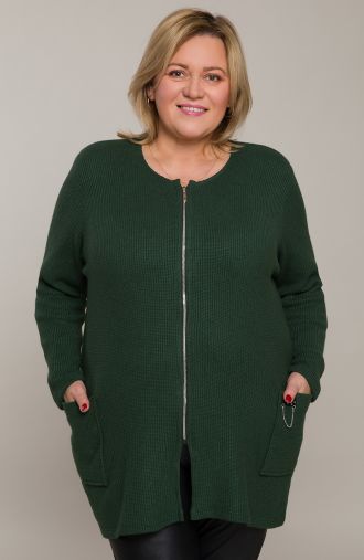 Πράσινο μακρύ πουλόβερ με τσέπες