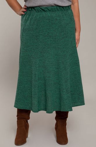Φουσκωτή φούστα πράσινη μελανζέ