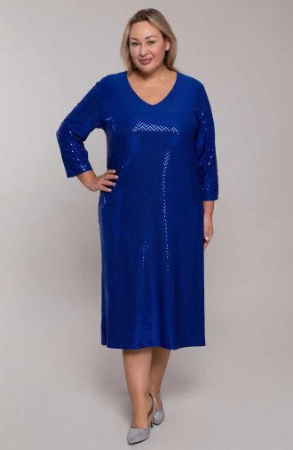 Μπλε φόρεμα με αστραφτερές κουκίδες