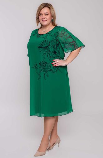 Πράσινο σιφόν φόρεμα με λουλούδια