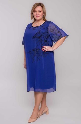 Μπλε σιφόν φόρεμα αραβοσίτου με λουλούδια