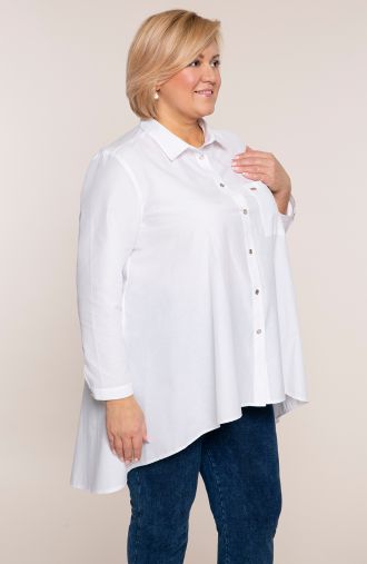 Λευκό πουκάμισο με εκτεταμένη πλάτη